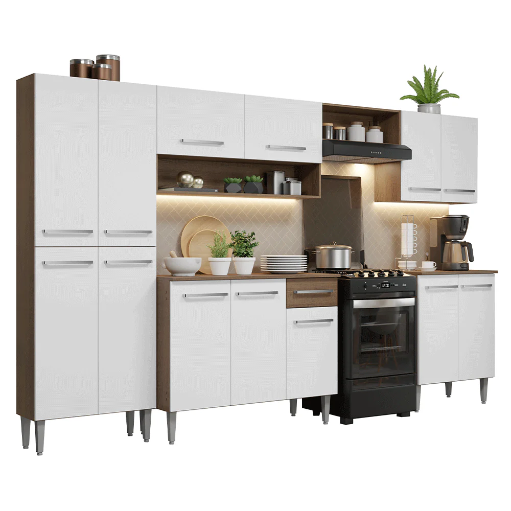 Combo completo de Cocina 293cm Marrón/Blanco Emilly Madesa 02 - Image 3
