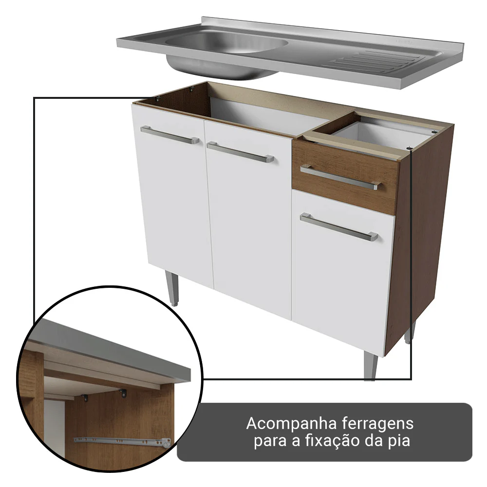 Combo completo de Cocina 293cm Marrón/Blanco Emilly Madesa 09 - Image 8