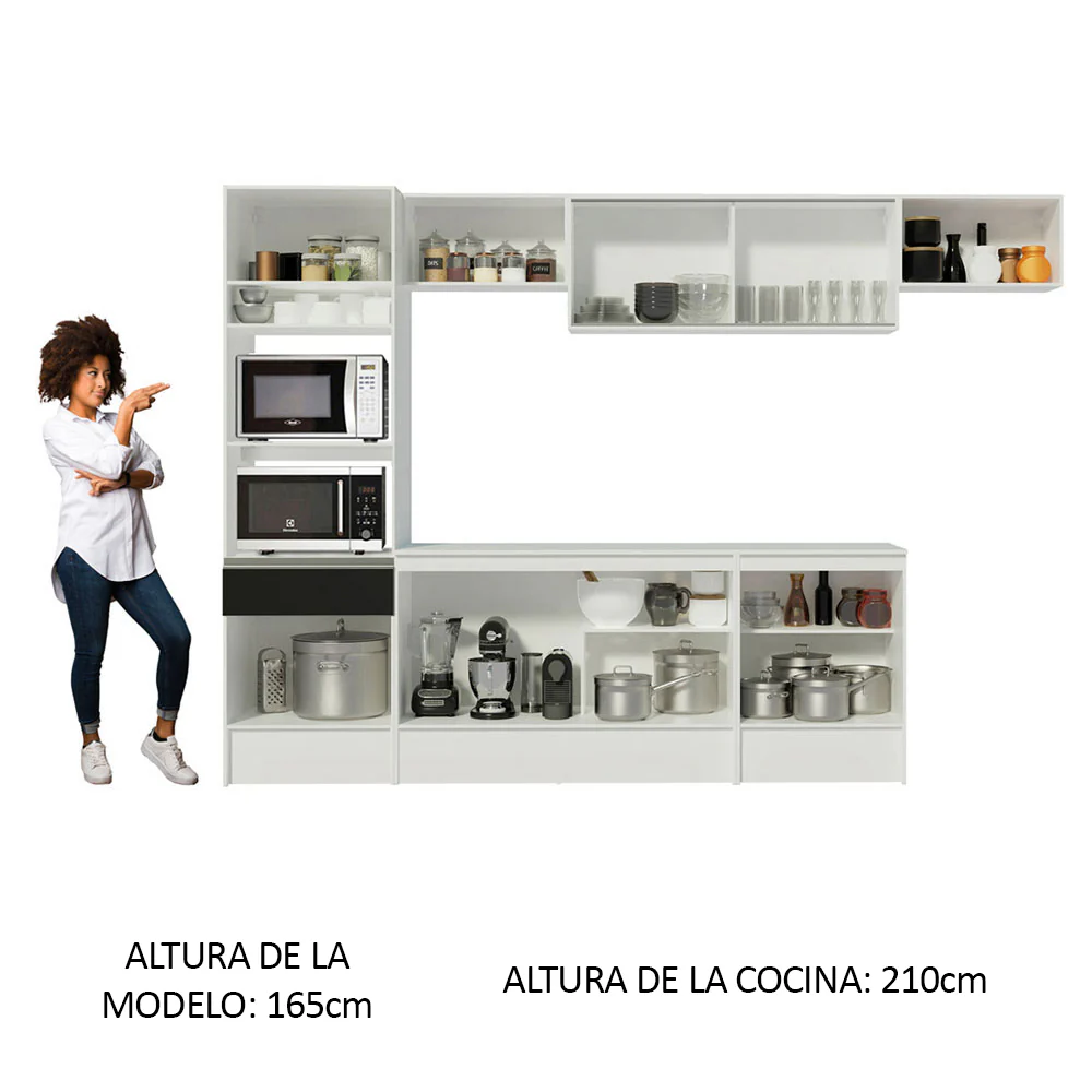 Combo Completo de Cocina 300 cm Blanco/Negro Diamante Madesa 02 - Image 5