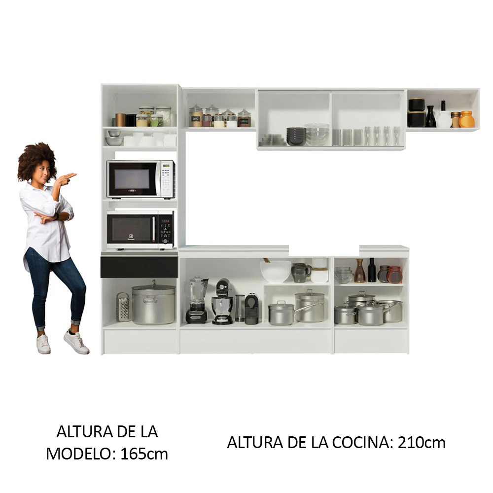 Combo Completo de Cocina 300 cm Blanco/Negro Topazio Madesa 01 - Image 5