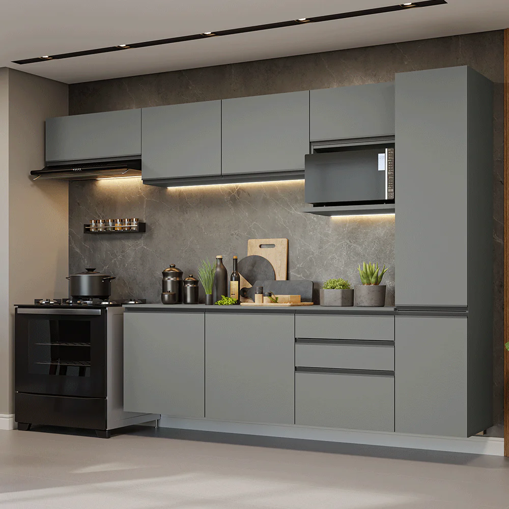 Combo completo de Cocina 300 cm, Flotante Gris Nice 10