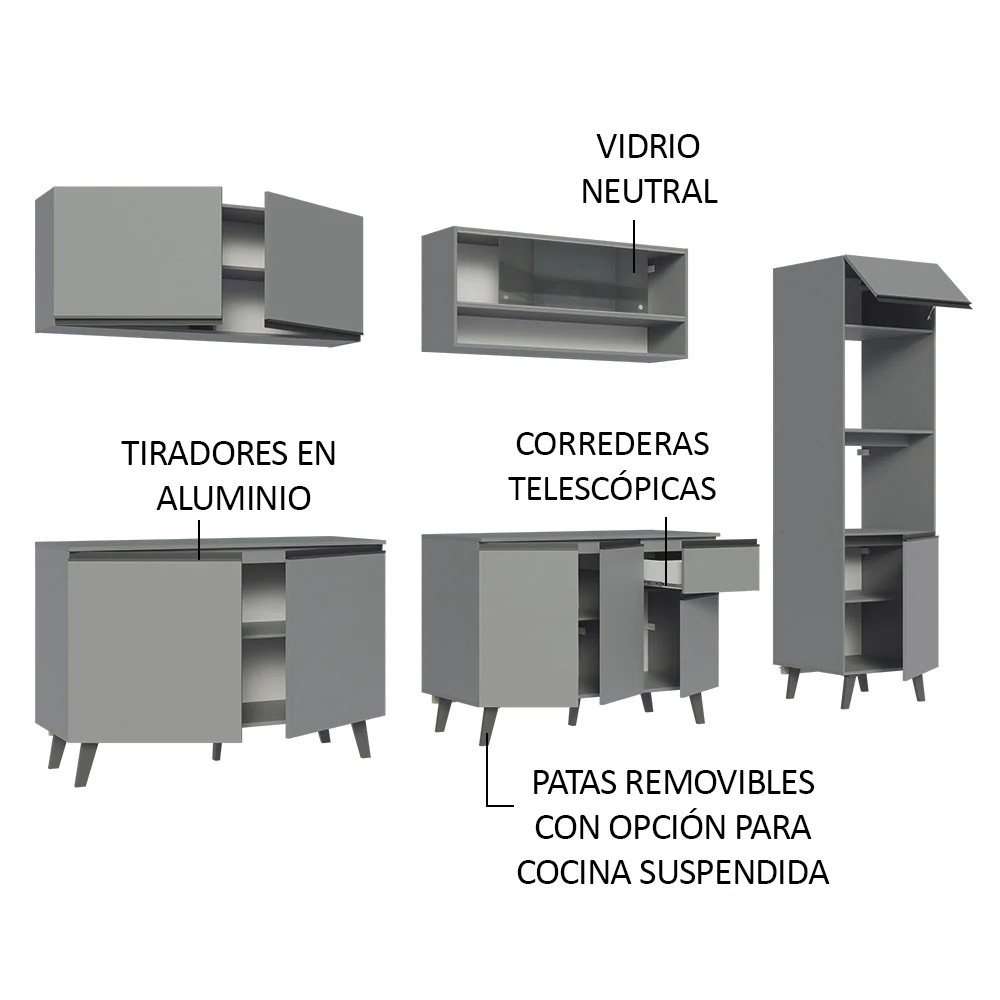 Combo Completo de Cocina 300 cm Gris Nice Madesa 01 - Image 7