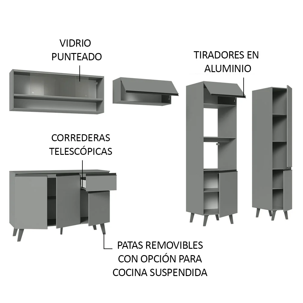 Combo Completo de Cocina 300 cm Gris Nice Madesa 08 - Image 4