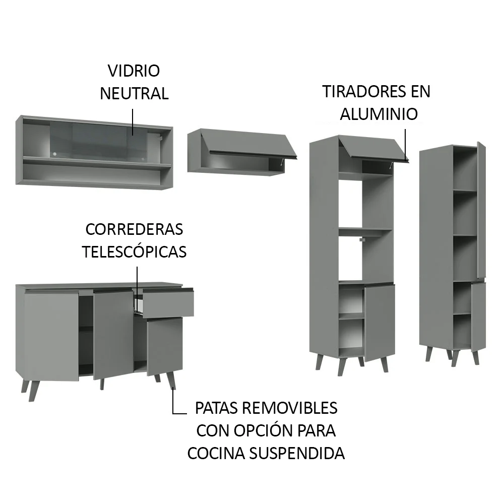 Combo Completo de Cocina 300 cm Gris Nice Madesa 09 - Image 4