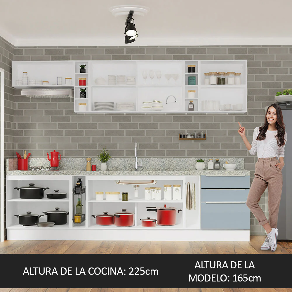 Combo completo de Cocina 300cm Blanco/Gris Lux da Sabrina Madesa - Image 5