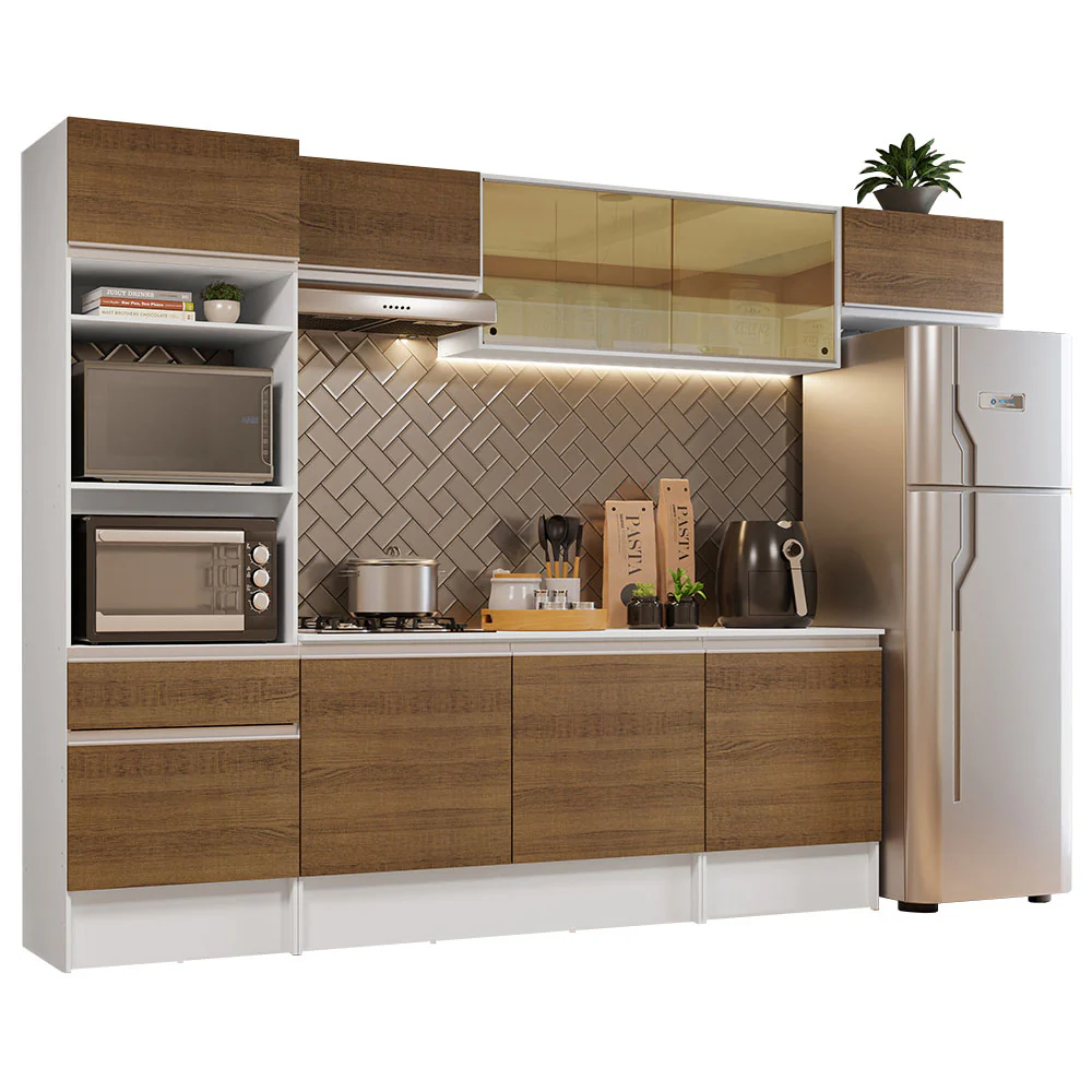 Combo completo de Cocina 300cm Blanco/Marrón Diamante Madesa 02 - Image 2