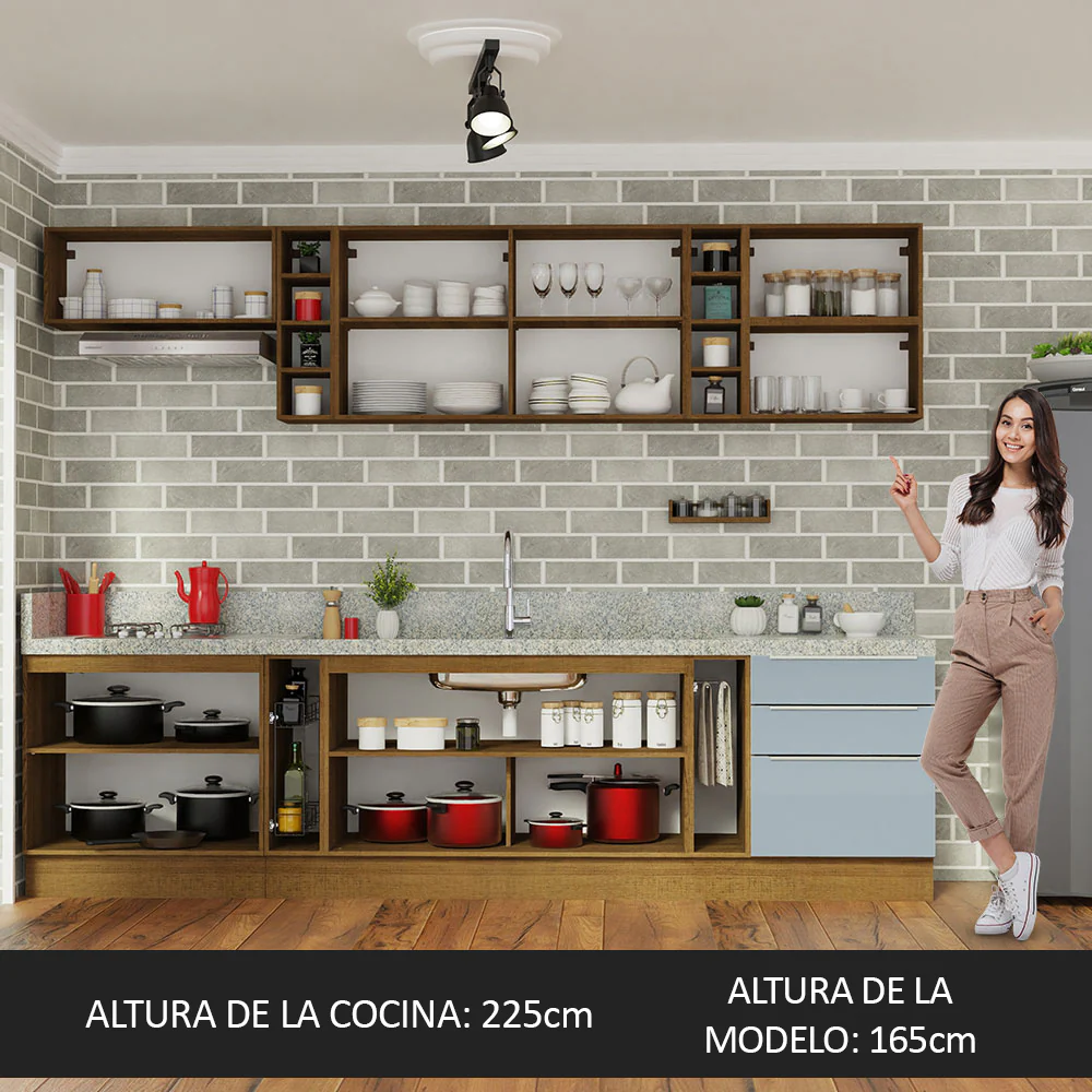 Combo completo de Cocina 300cm Marrón/Gris Lux da Sabrina Madesa - Image 5