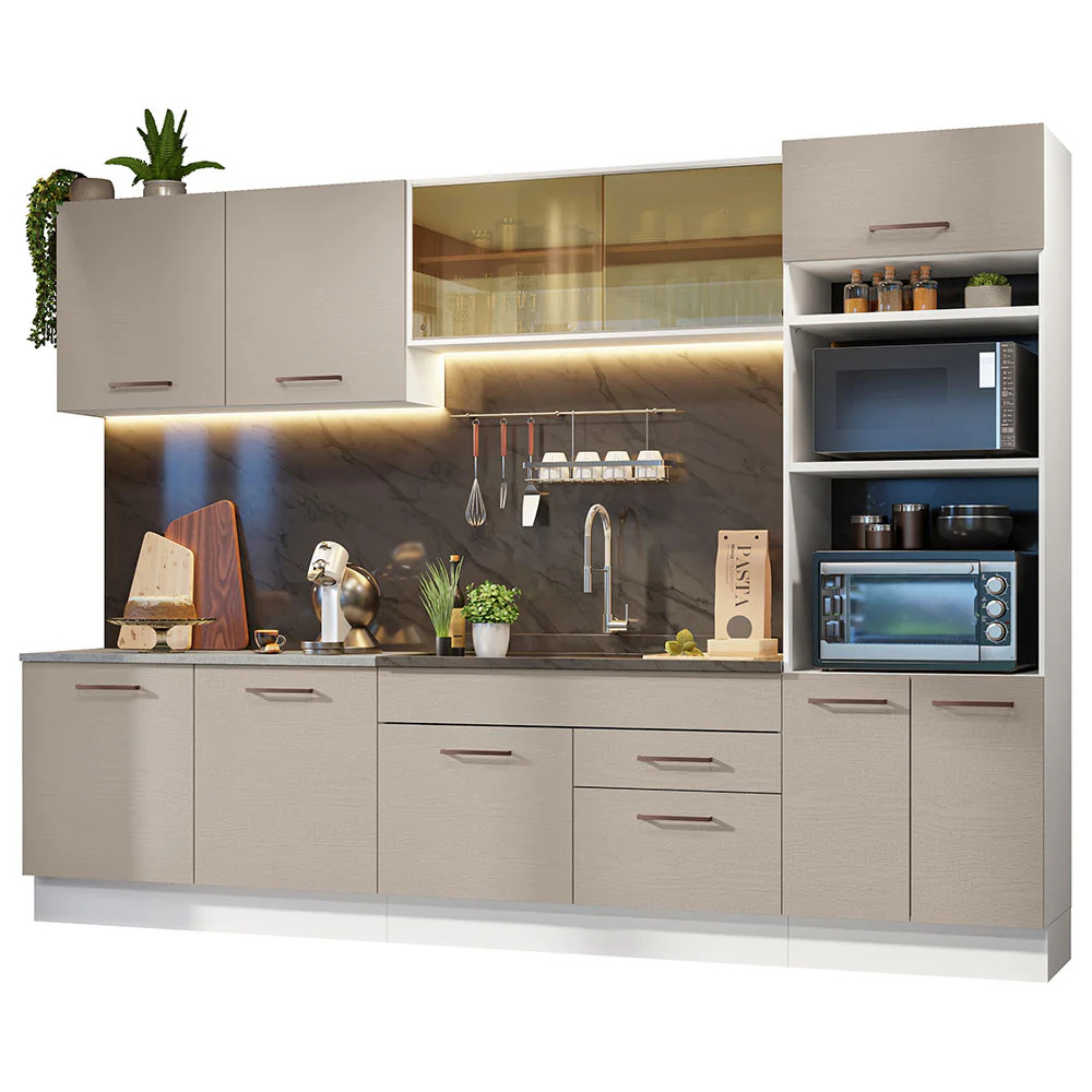 Combo completo de Cocina, 310 cm, Blanco/Crema Agata 01 - Image 3