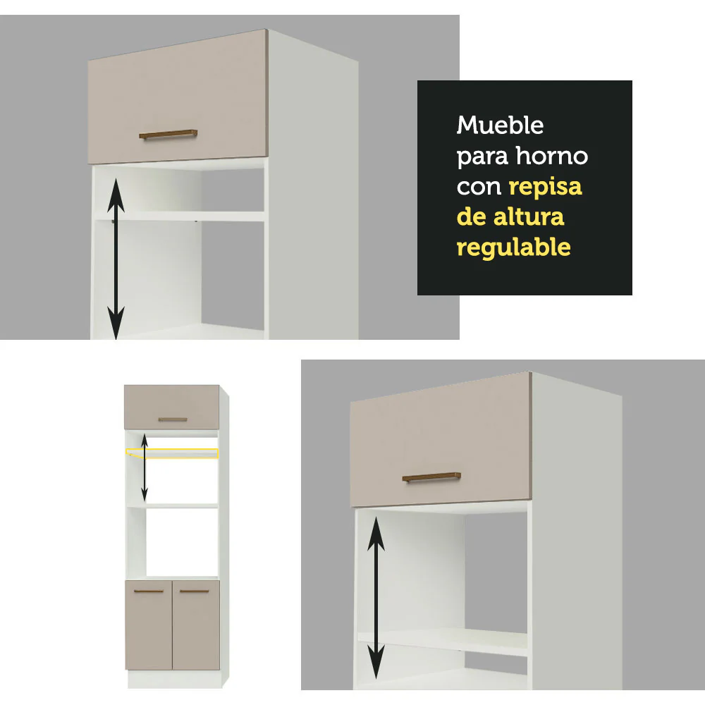 Combo completo de Cocina, 310 cm, Blanco/Crema Agata 01 - Image 6