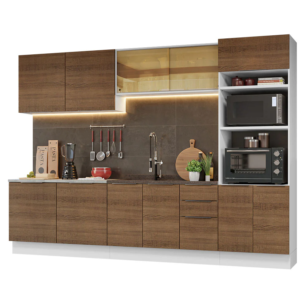 Combo Completo de Cocina 310 cm Blanco/Marrón Stella Madesa 03 - Image 3