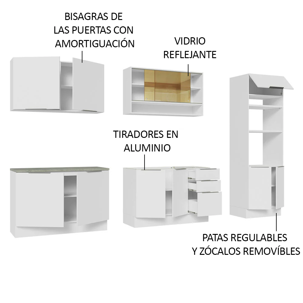 Combo Completo de Cocina 310 cm Blanco Stella Madesa 02 - Image 4