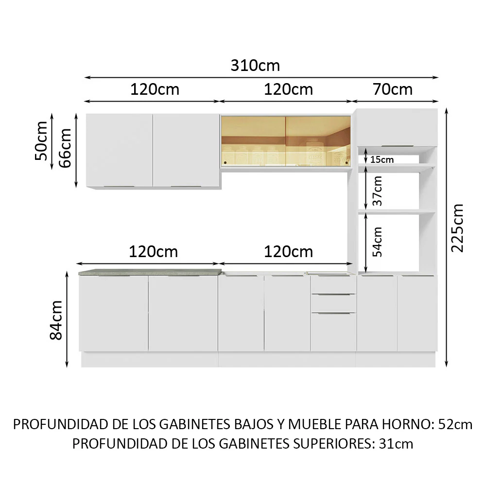 Combo Completo de Cocina 310 cm Blanco Stella Madesa 03 - Image 2