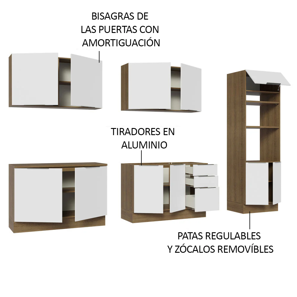 Combo Completo de Cocina 310 cm Marrón/Blanco Stella Madesa 01 - Image 4