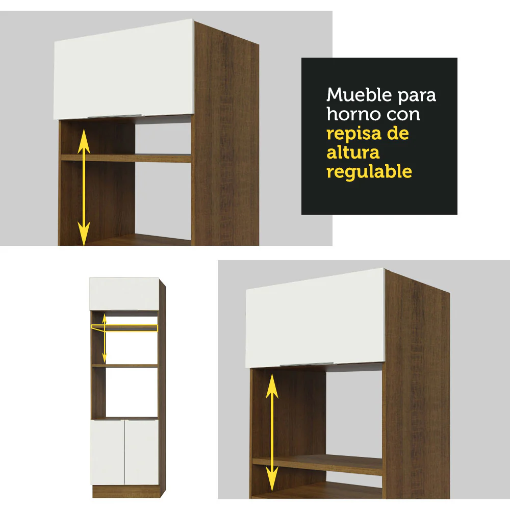 Combo Completo de Cocina 310 cm Marrón/Blanco Stella Madesa 01 - Image 9