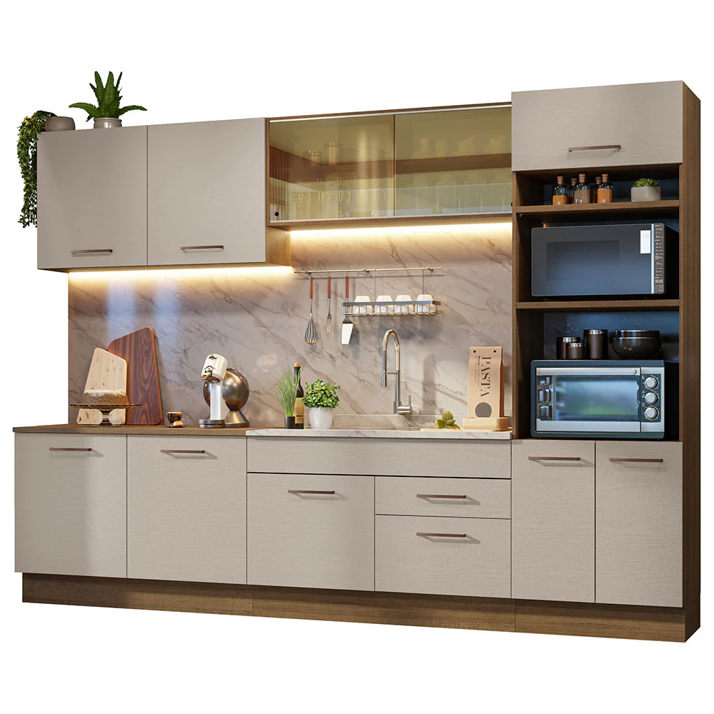 Combo completo de Cocina 310 cm Marrón/Crema Agata 01 - Image 3