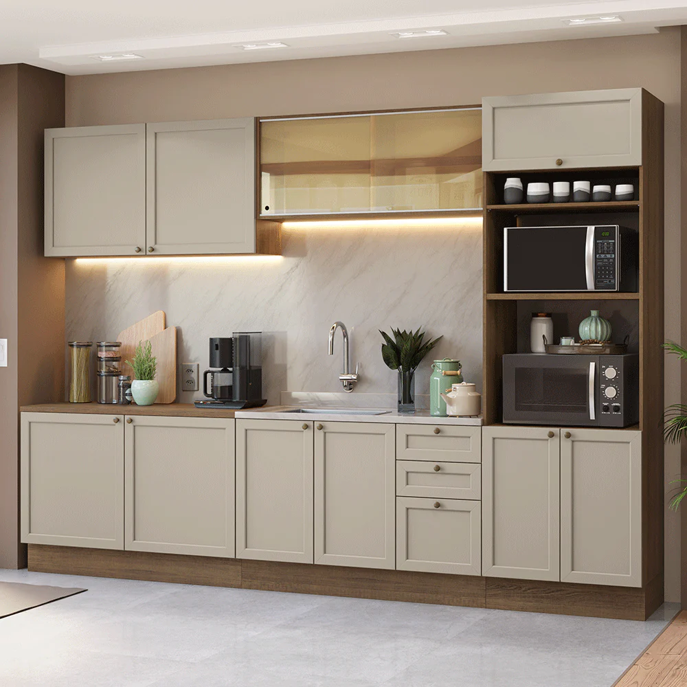 Combo completo de Cocina 310 cm Marrón/Crema Vik Madesa 01