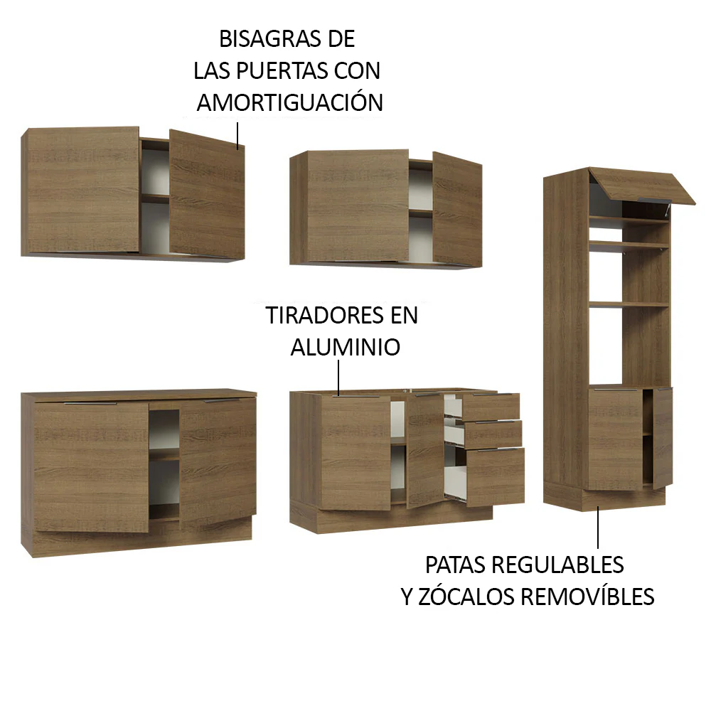 Combo Completo de Cocina 310 cm Marrón Stella Madesa 01 - Image 4
