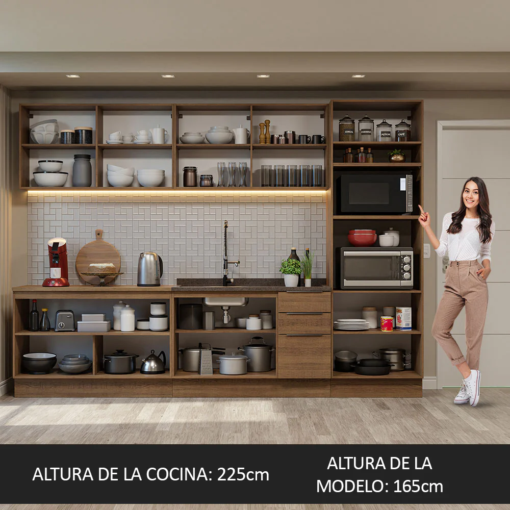 Combo Completo de Cocina 310 cm Marrón Stella Madesa 01 - Image 5