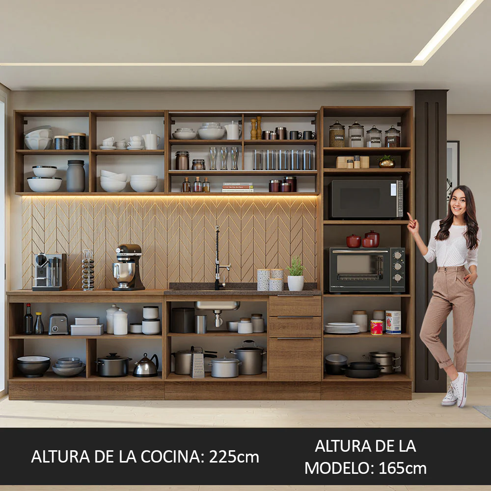 Combo Completo de Cocina 310 cm Marrón Stella Madesa 02 - Image 5