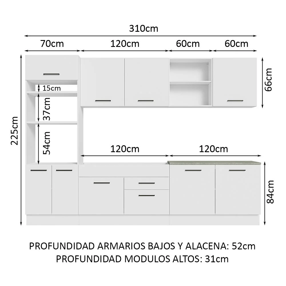 Combo completo de Cocina 310cm Agata Madesa 02 Blanco - Image 2
