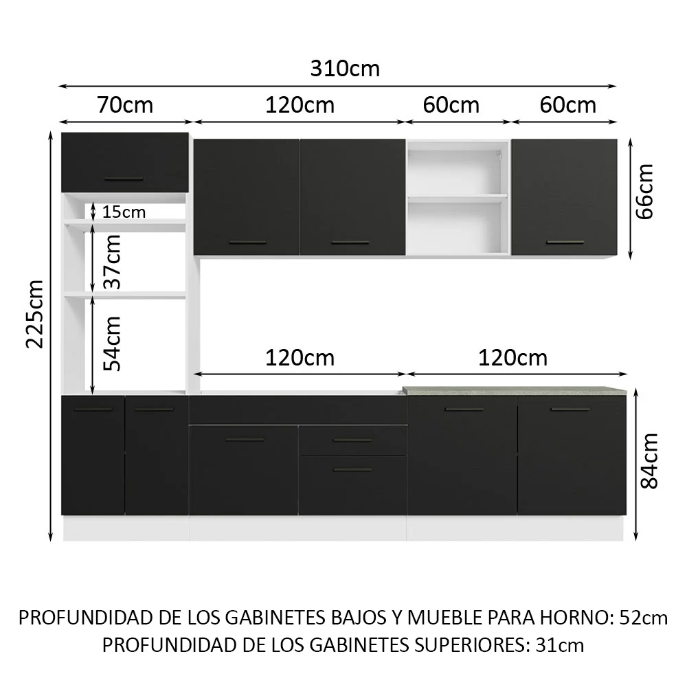 Combo completo de Cocina 310cm Blanco/Negro Agata 02 - Image 2