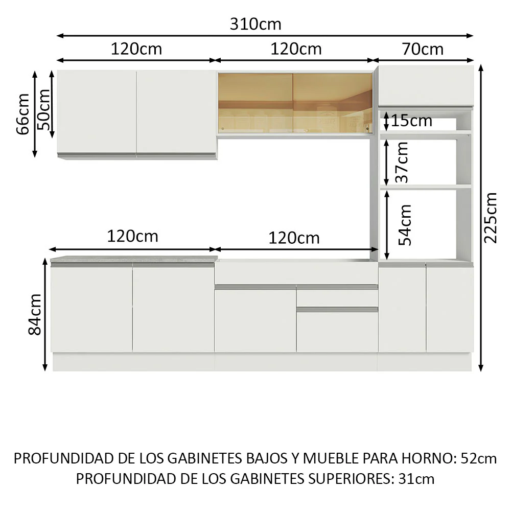 Combo completo de Cocina 310cm Glamy Madesa 01 - Image 2