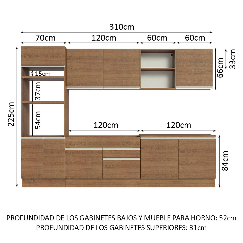 Combo completo de Cocina 310cm Marrón Glamy Madesa 02 - Image 2