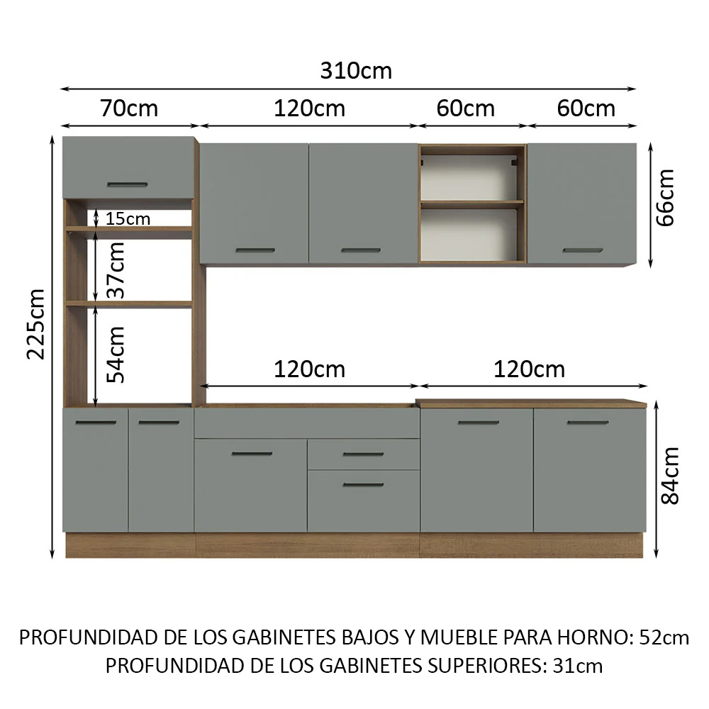 Combo completo de Cocina 310cm Marrón/Gris Agata Madesa 02 - Image 3
