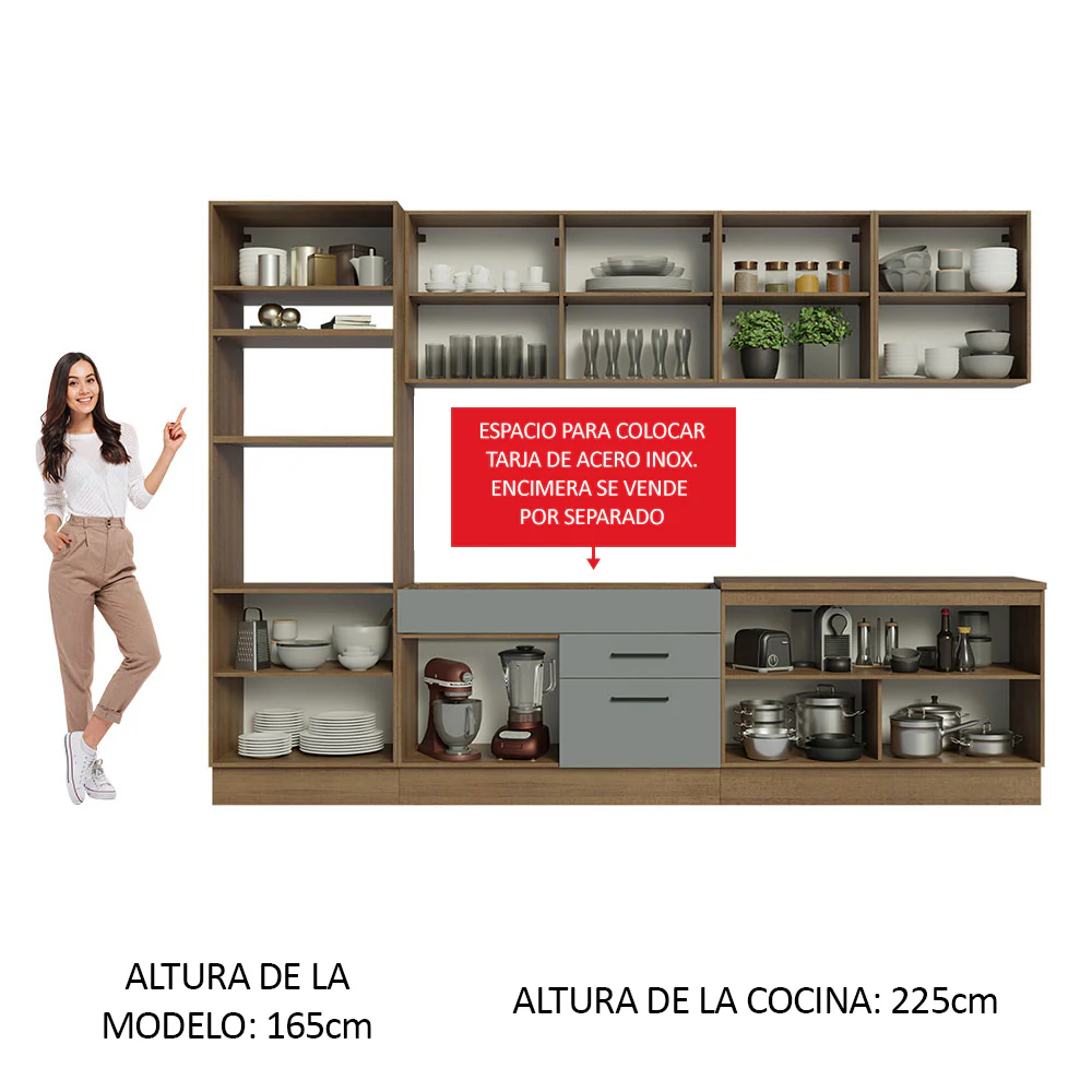 Combo completo de Cocina 310cm Marrón/Gris Agata Madesa 02 - Image 4