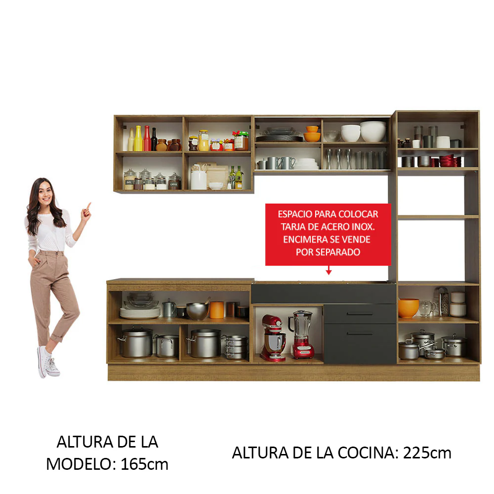 Combo completo de Cocina 310cm Marrón/Negro Agata 01 - Image 4