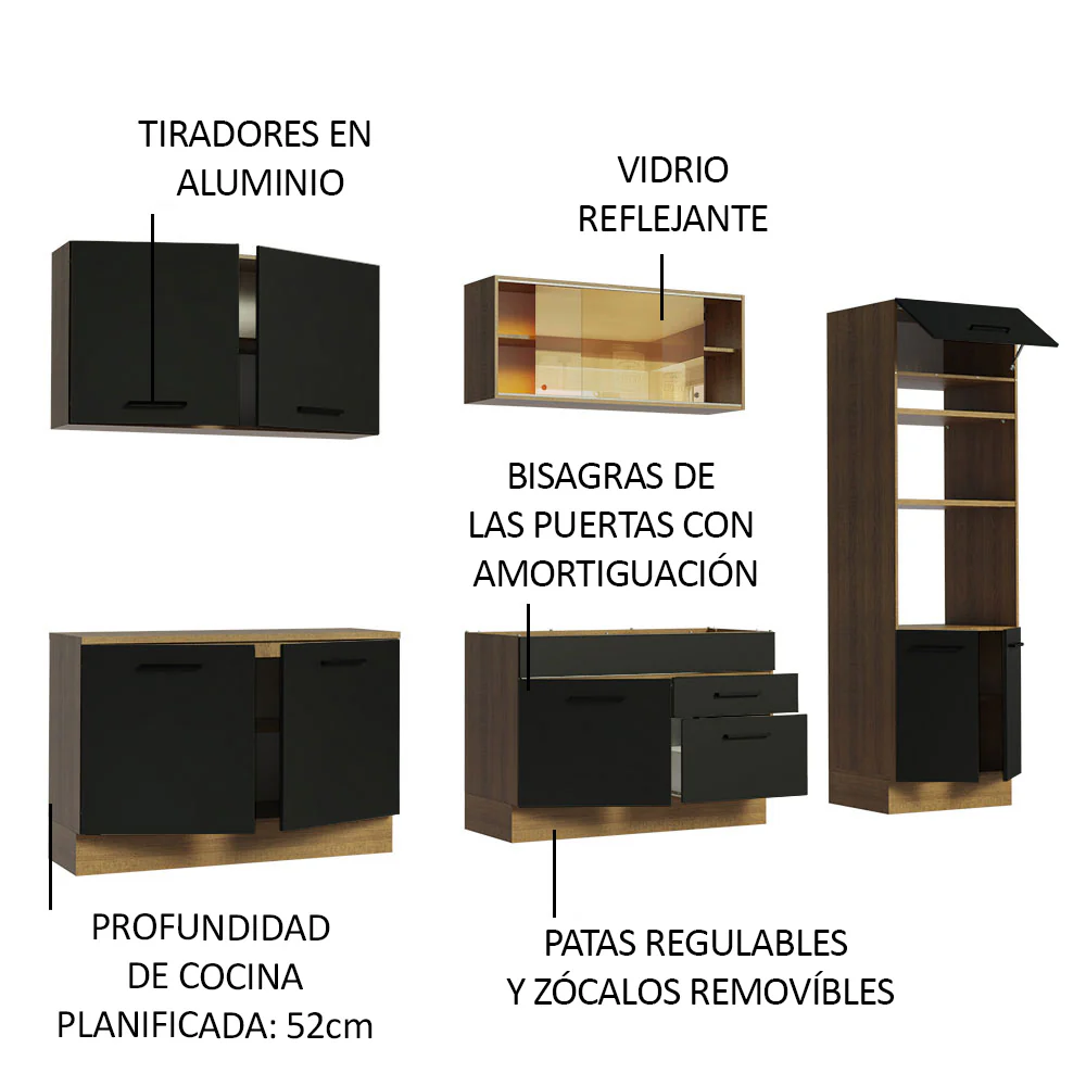 Combo completo de Cocina 310cm Marrón/Negro Agata 01 - Image 5