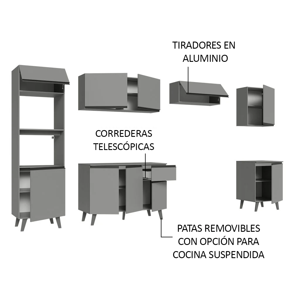 Combo Completo de Cocina 320 cm Gris Nice Madesa 01 - Image 4