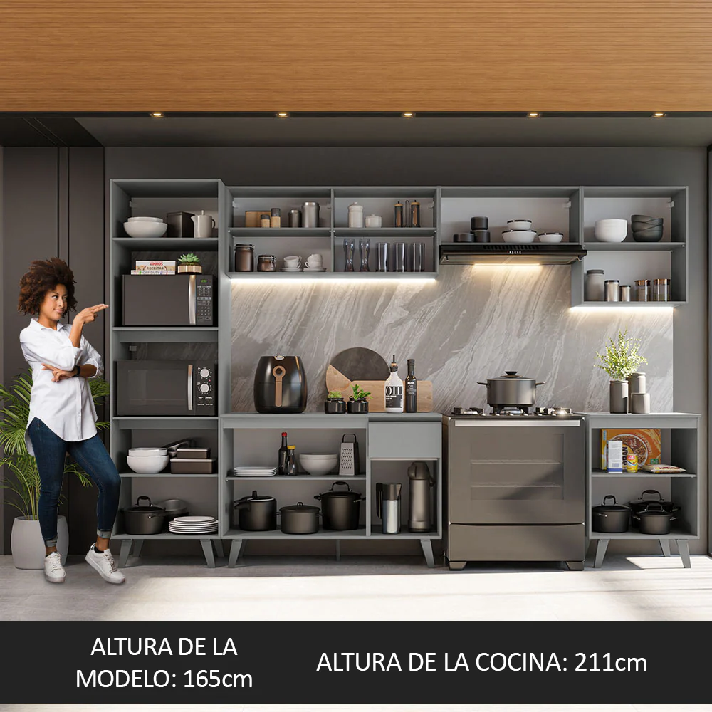 Combo Completo de Cocina 320 cm Gris Nice Madesa 01 - Image 5