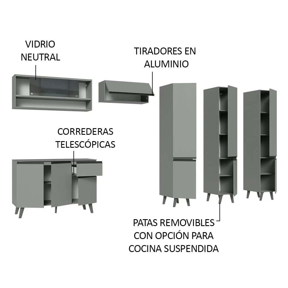 Combo Completo de Cocina 320 cm Gris Nice Madesa 02 - Image 4