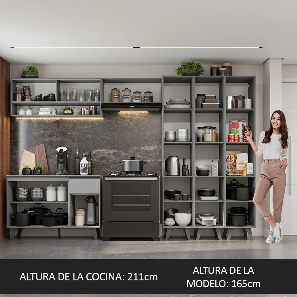 Combo Completo de Cocina 320 cm Gris Nice Madesa 03 - Image 5