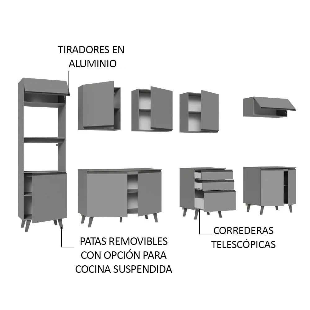 Combo Completo de Cocina 320 cm Gris Nice Madesa 06 - Image 4
