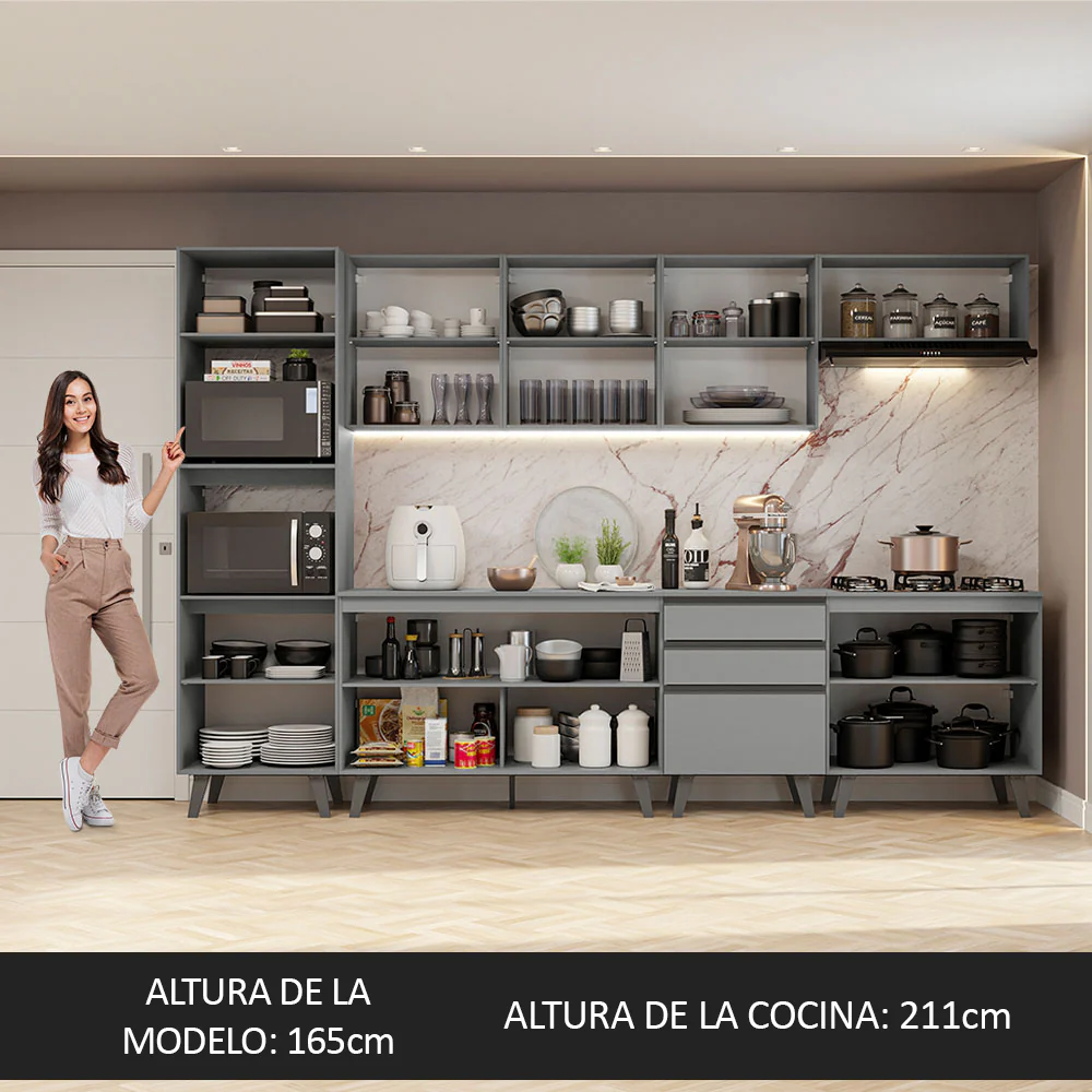 Combo Completo de Cocina 320 cm Gris Nice Madesa 06 - Image 5