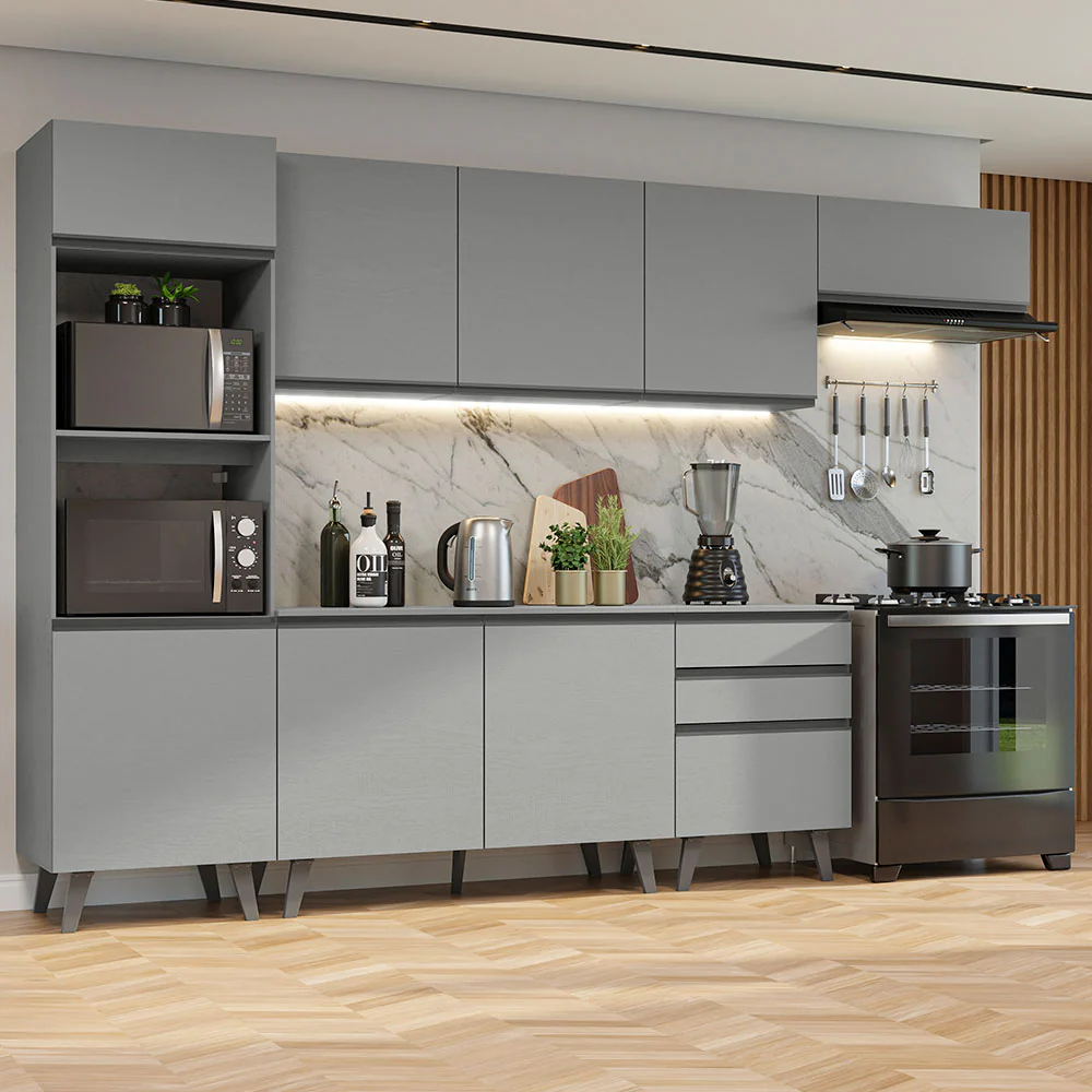 Combo Completo de Cocina 320 cm Gris Nice Madesa 08