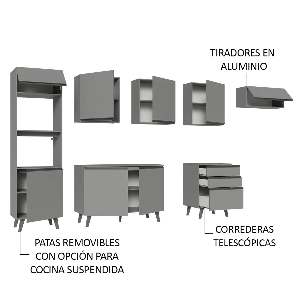 Combo Completo de Cocina 320 cm Gris Nice Madesa 08 - Image 4