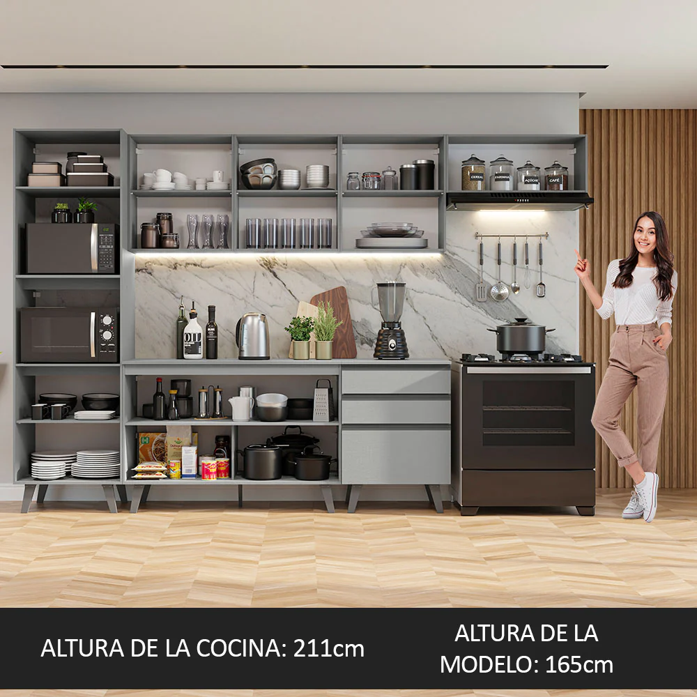Combo Completo de Cocina 320 cm Gris Nice Madesa 08 - Image 5