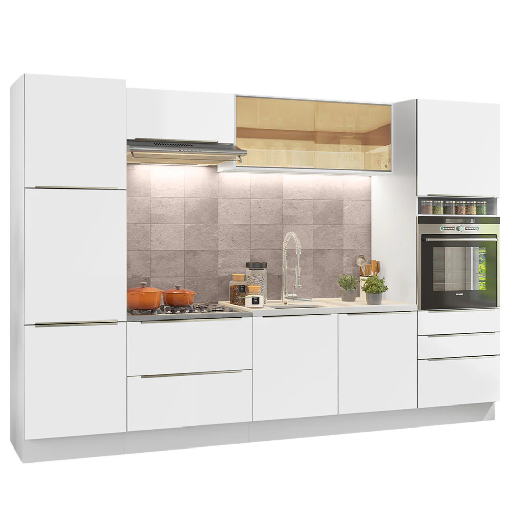Combo Completo de Cocina 320 x 60 cm Blanco/Blanco Aterciopelado Lux Madesa 01 - Image 3