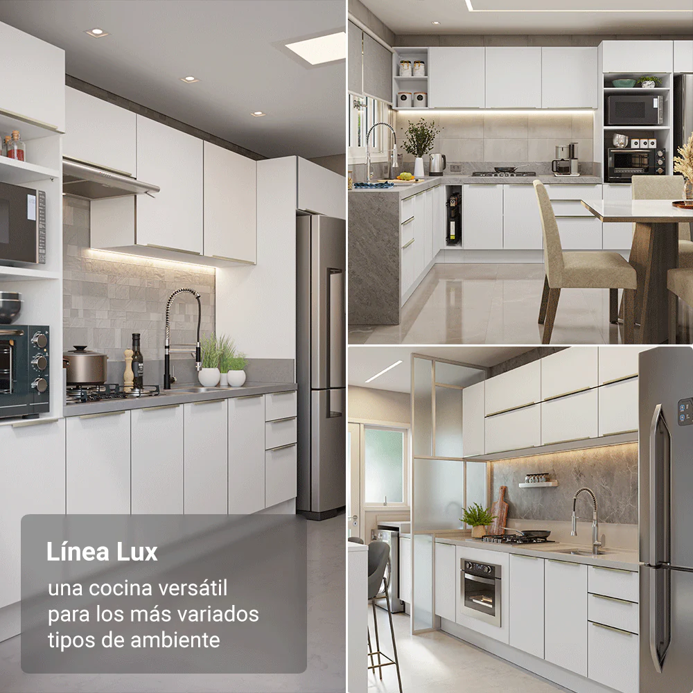Combo Completo de Cocina 320 x 60 cm Blanco/Blanco Aterciopelado Lux Madesa 01 - Image 5