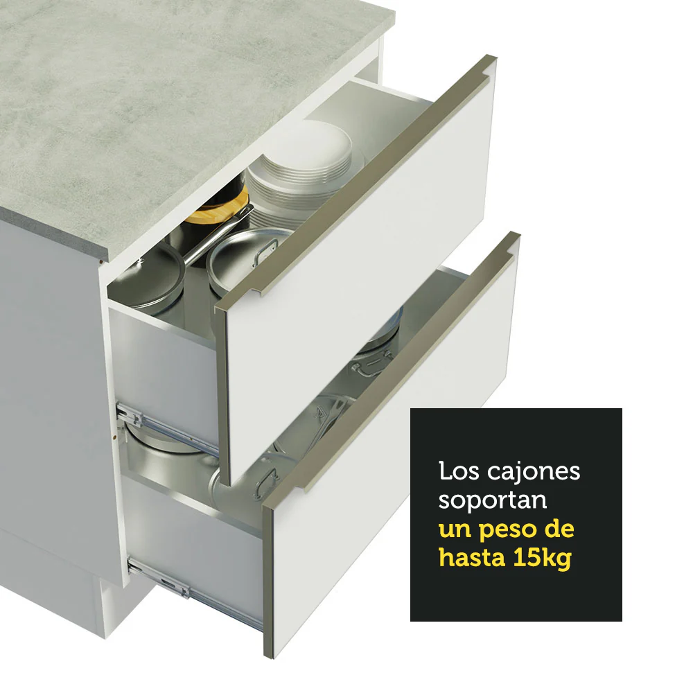 Combo Completo de Cocina 320 x 60 cm Blanco/Blanco Aterciopelado Lux Madesa 04 - Image 8