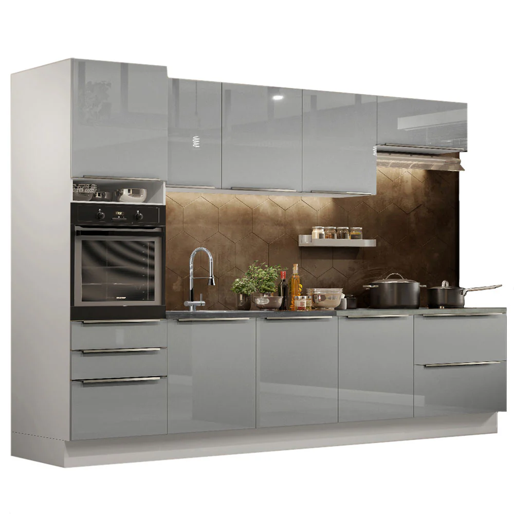 Combo completo de Cocina 320cm Blanco/Gris Lux Madesa 04 - Image 2
