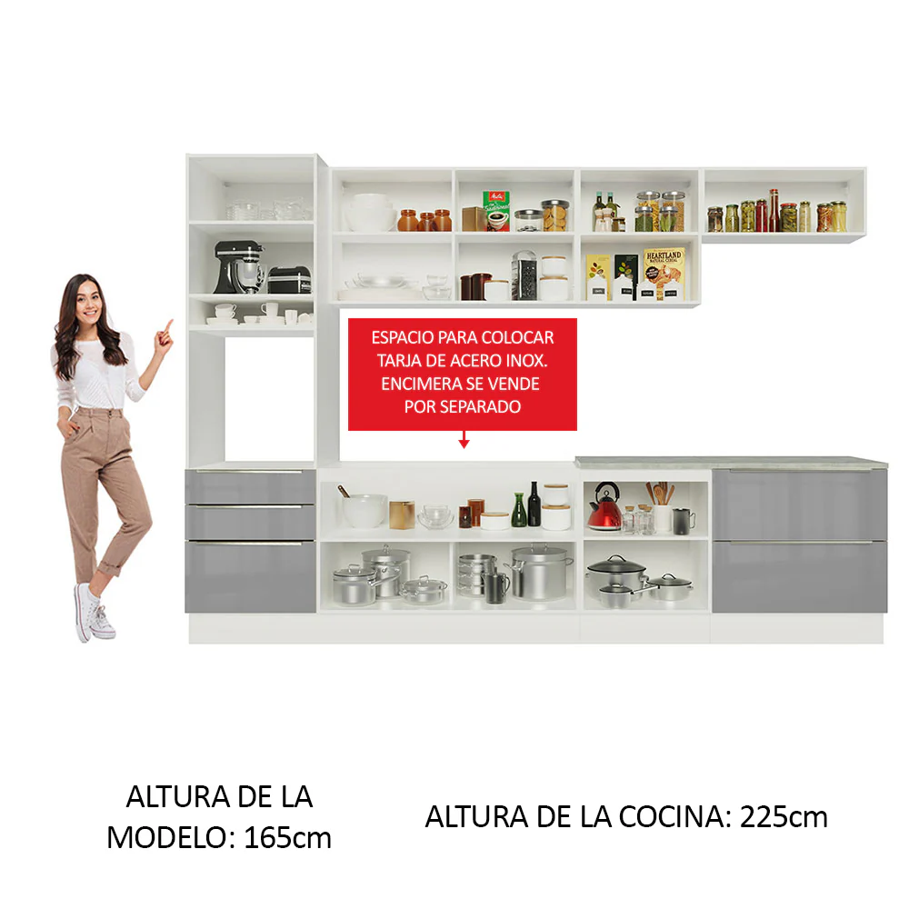 Combo completo de Cocina 320cm Blanco/Gris Lux Madesa 04 - Image 5
