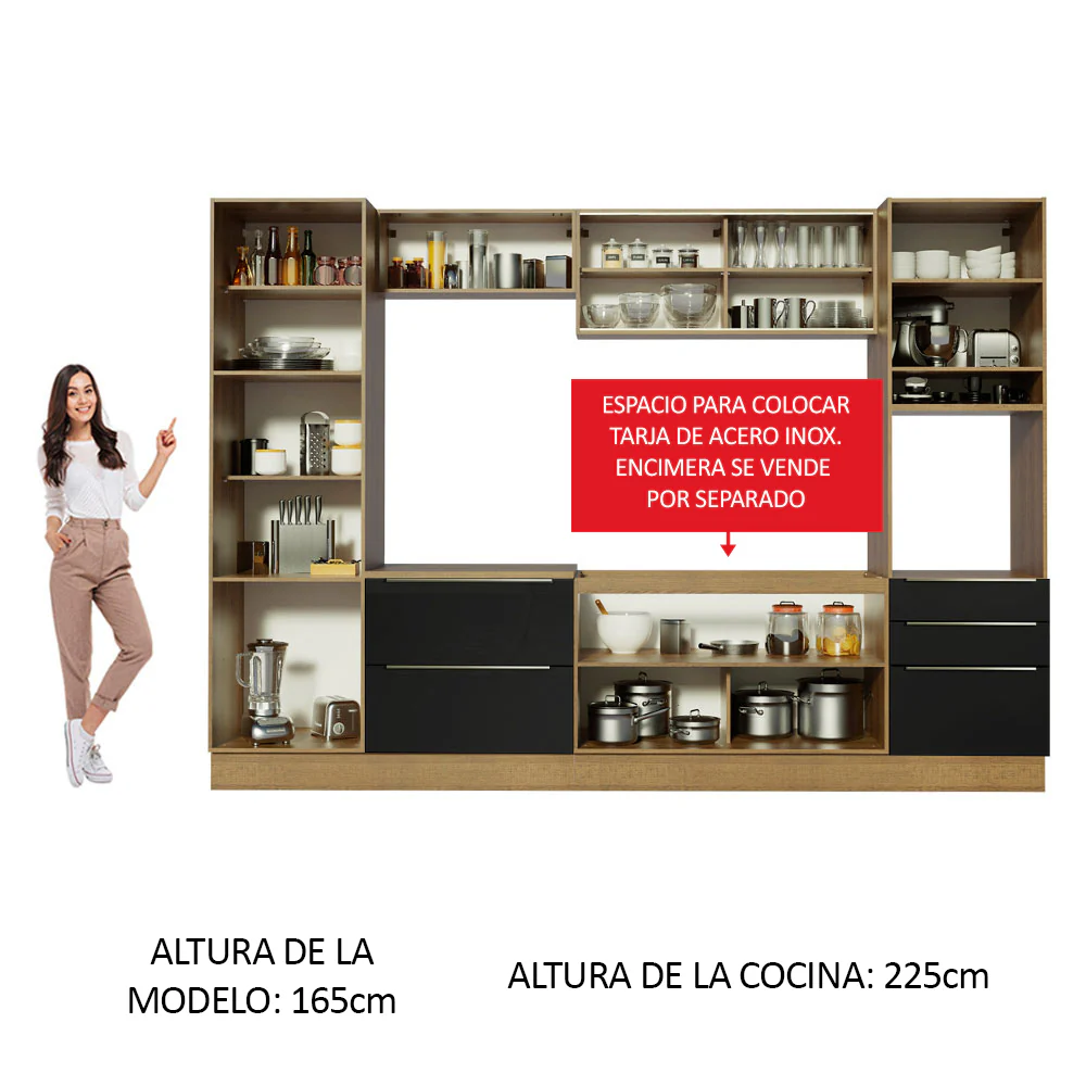 Combo completo de Cocina 320cm Marrón/Negro Lux Madesa 01 - Image 5
