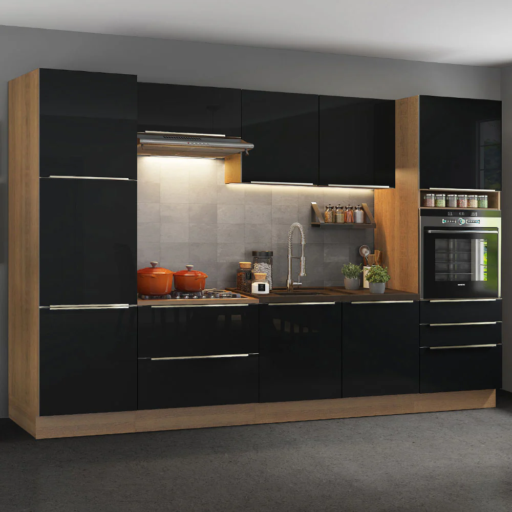 Combo completo de Cocina 320cm Marrón/Negro Lux Madesa 03