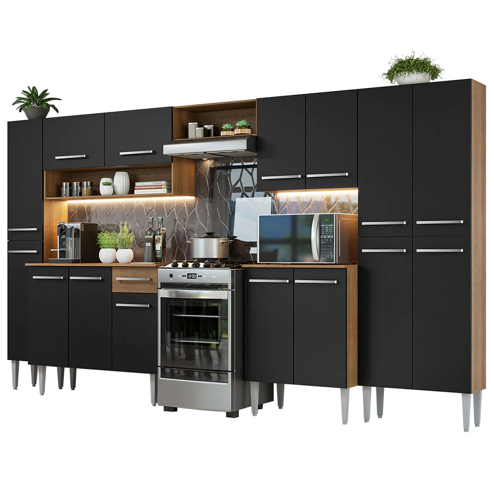 Combo completo de Cocina, 325 cm, Marrón/Negro, Emilly 02 - Image 3
