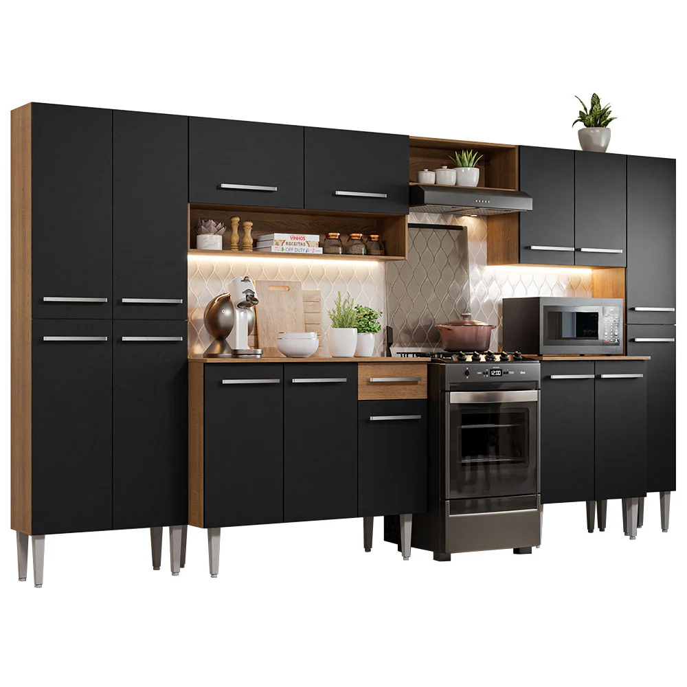 Combo Completo de Cocina 325 cm Negro/Marrón Emilly Joy Madesa - Image 3