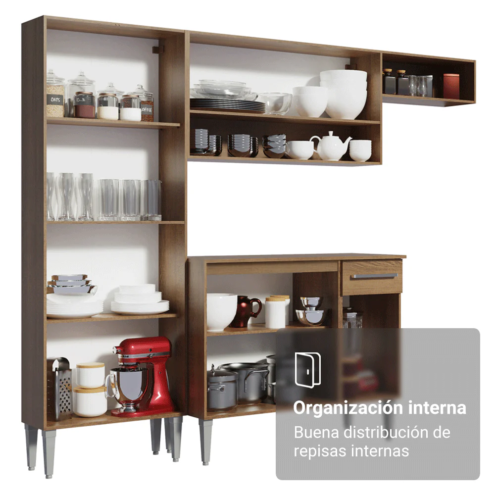 Combo Completo de Cocina 325 cm Negro/Marrón Emilly Joy Madesa - Image 7